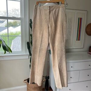 Bernardo Suede Leather Pants with Whipstitch Detailing Women's Size 8 Color Sand